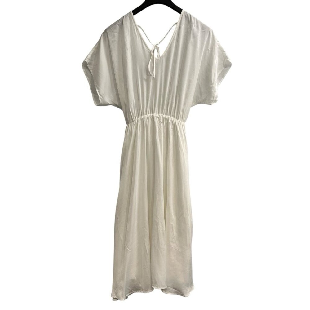 Aura Dress Womens M White‎ Double V Neck A Line Midi Layered Feminine Wedding